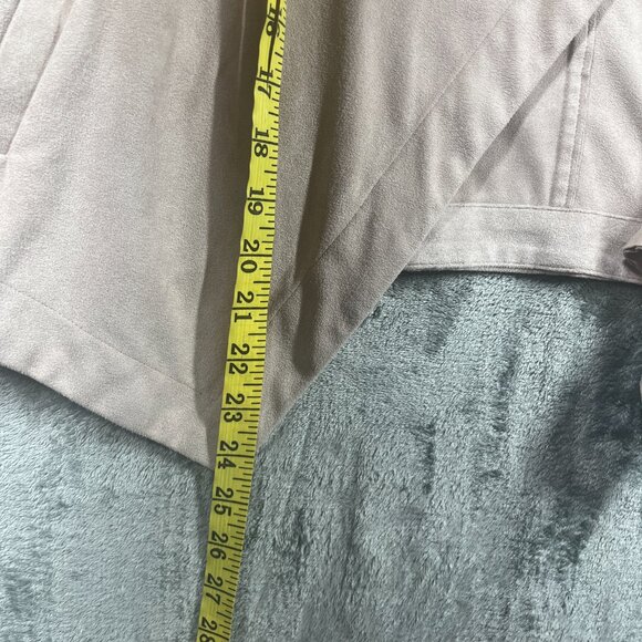 BB Dakota Jacket Womens Medium Beige Faux Suede Drape Front Pockets Casual - Picture 7 of 8